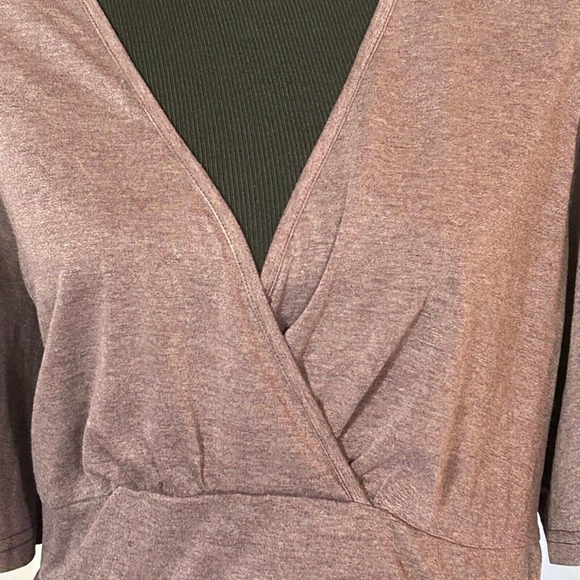 BloomChic Faux Wrap T-Shirt Women's Plus 18-20 Mauve Cut Out Stretch Half Sleeve - Picture 5 of 10